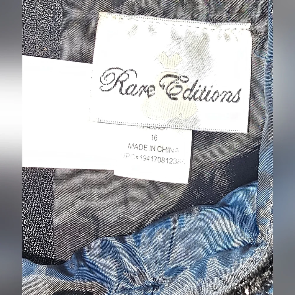 NWT Rare Editions Black Metallic Tweed Lined Dress with Crytal Bows Girls Sz 16